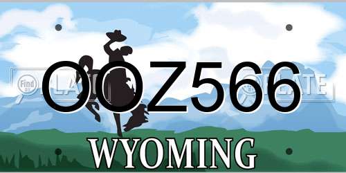 OOZ566 Wyoming License Plate