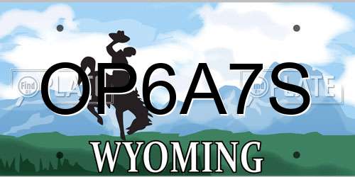 OP6A7S Wyoming License Plate