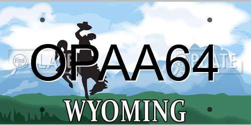 OPAA64 Wyoming License Plate