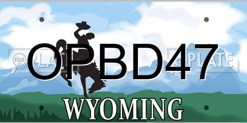OPBD47 Wyoming License Plate