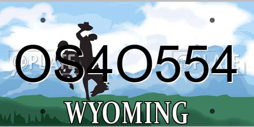 OS4O554 Wyoming License Plate