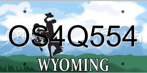 OS4Q554 Wyoming License Plate