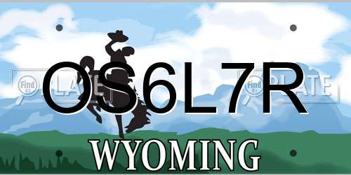 OS6L7R Wyoming License Plate