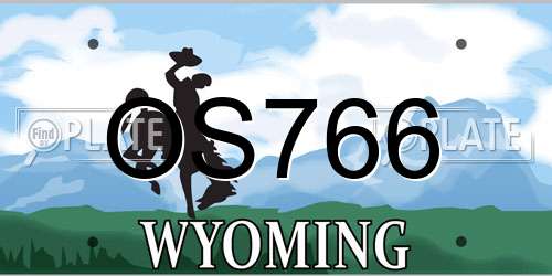 OS766 Wyoming License Plate