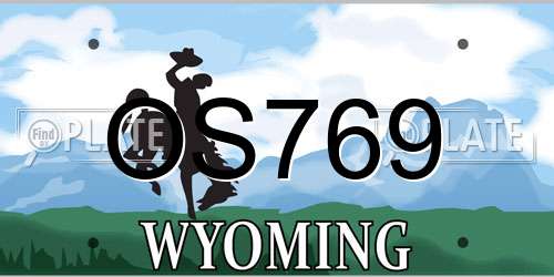 OS769 Wyoming License Plate