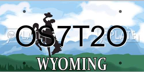 OS7T2O Wyoming License Plate