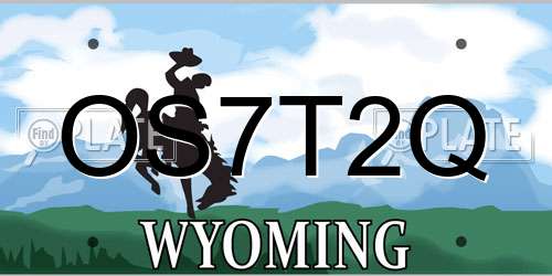 OS7T2Q Wyoming License Plate
