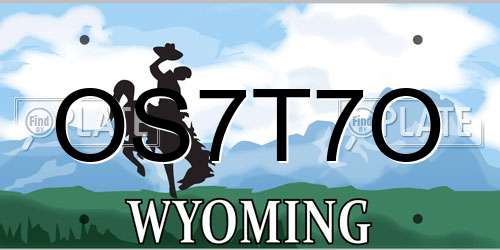 OS7T7O Wyoming License Plate