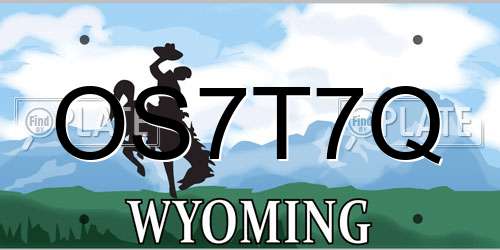 OS7T7Q Wyoming License Plate