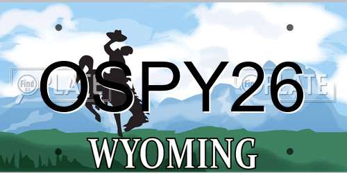 OSPY26 Wyoming License Plate