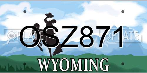 OSZ871 Wyoming License Plate