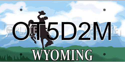 OT5D2M Wyoming License Plate