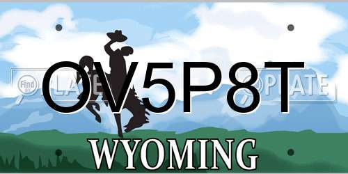 OV5P8T Wyoming License Plate