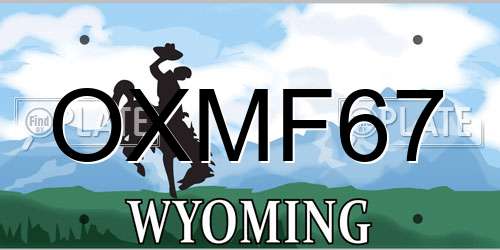 OXMF67 Wyoming License Plate
