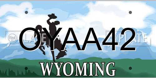 OYAA42 Wyoming License Plate