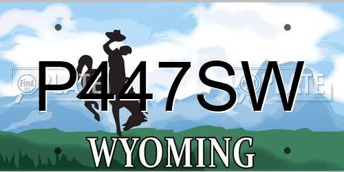 P447SW Wyoming License Plate