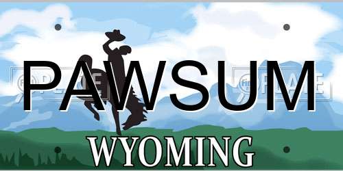PAWSUM Wyoming License Plate