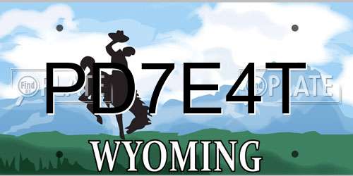 PD7E4T Wyoming License Plate