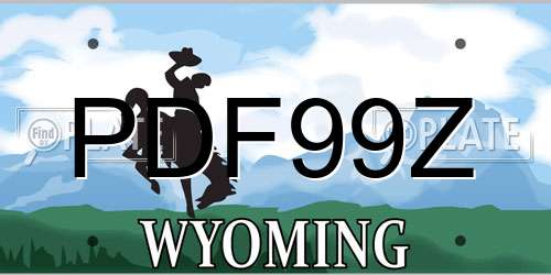 PDF99Z Wyoming License Plate