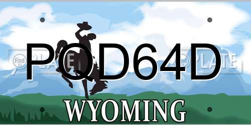 PQD64D Wyoming License Plate