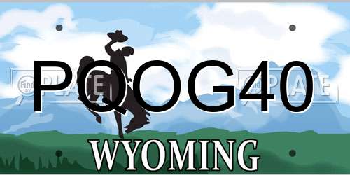 PQOG40 Wyoming License Plate