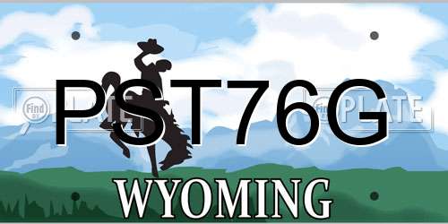 PST76G Wyoming License Plate