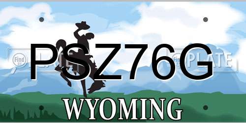 PSZ76G Wyoming License Plate