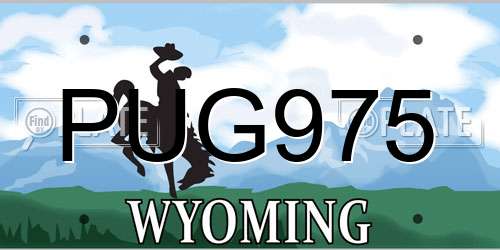 PUG975 Wyoming License Plate