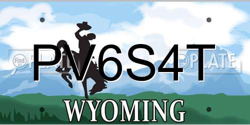 PV6S4T Wyoming License Plate