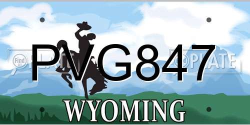 PVG847 Wyoming License Plate