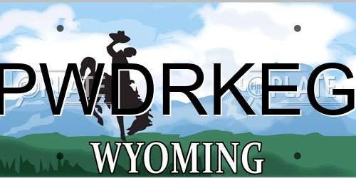 PWDRKEG Wyoming License Plate