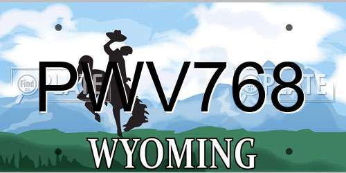 PWV768 Wyoming License Plate