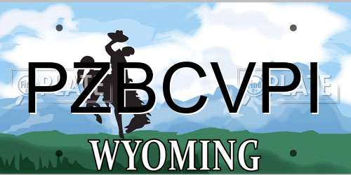 PZBCVPI Wyoming License Plate