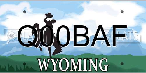 Q00BAF Wyoming License Plate