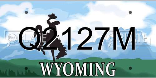 Q2127M Wyoming License Plate