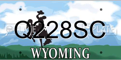 Q228SC Wyoming License Plate