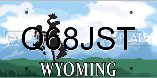 Q68JST Wyoming License Plate