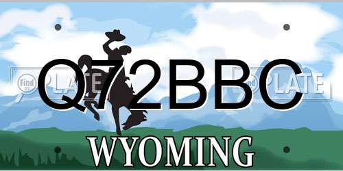 Q72BBC Wyoming License Plate