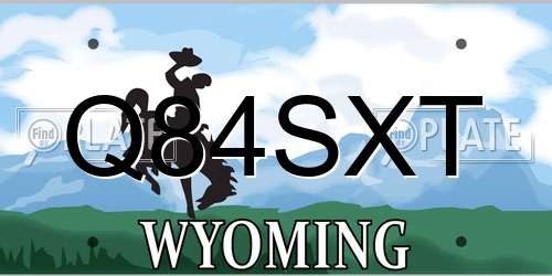 Q84SXT Wyoming License Plate