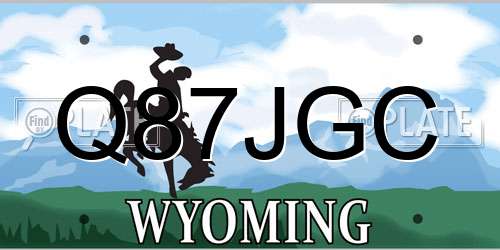 Q87JGC Wyoming License Plate