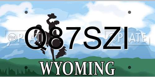 Q87SZI Wyoming License Plate