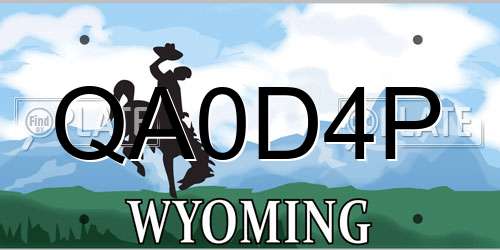QA0D4P Wyoming License Plate