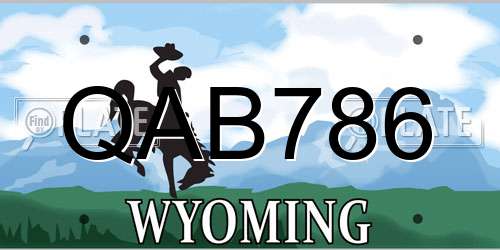 QAB786 Wyoming License Plate
