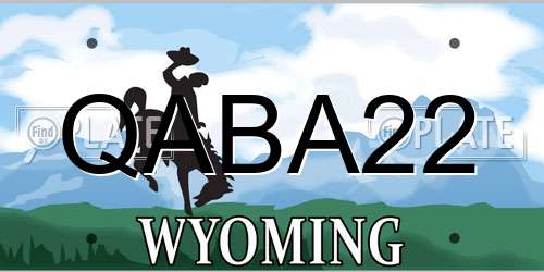 QABA22 Wyoming License Plate