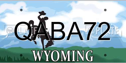 QABA72 Wyoming License Plate