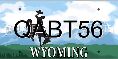 QABT56 Wyoming License Plate