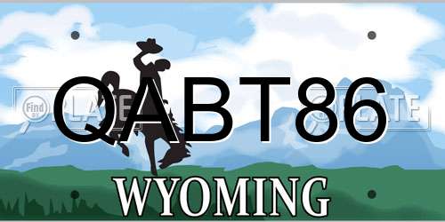 QABT86 Wyoming License Plate