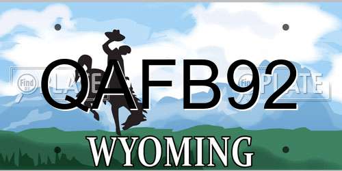 QAFB92 Wyoming License Plate