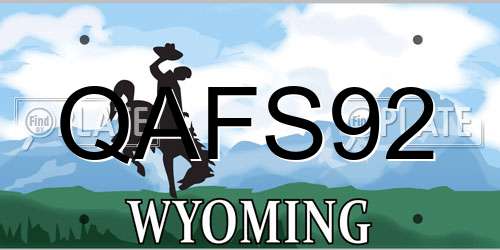 QAFS92 Wyoming License Plate