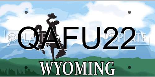 QAFU22 Wyoming License Plate